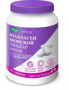 Купить КОЛЛАГЕН МОРСКОЙ ЭВАЛАР 6000 МГ N90 ТАБЛ П/О цена