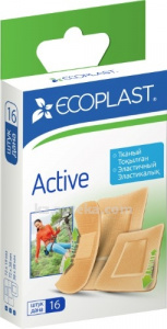 Купить ECOPLAST НАБОР ПЛАСТЫРЕЙ ACTIVE МЕД ТКАН 72Х19ММ 72Х38ММ 38Х38ММ N16 цена